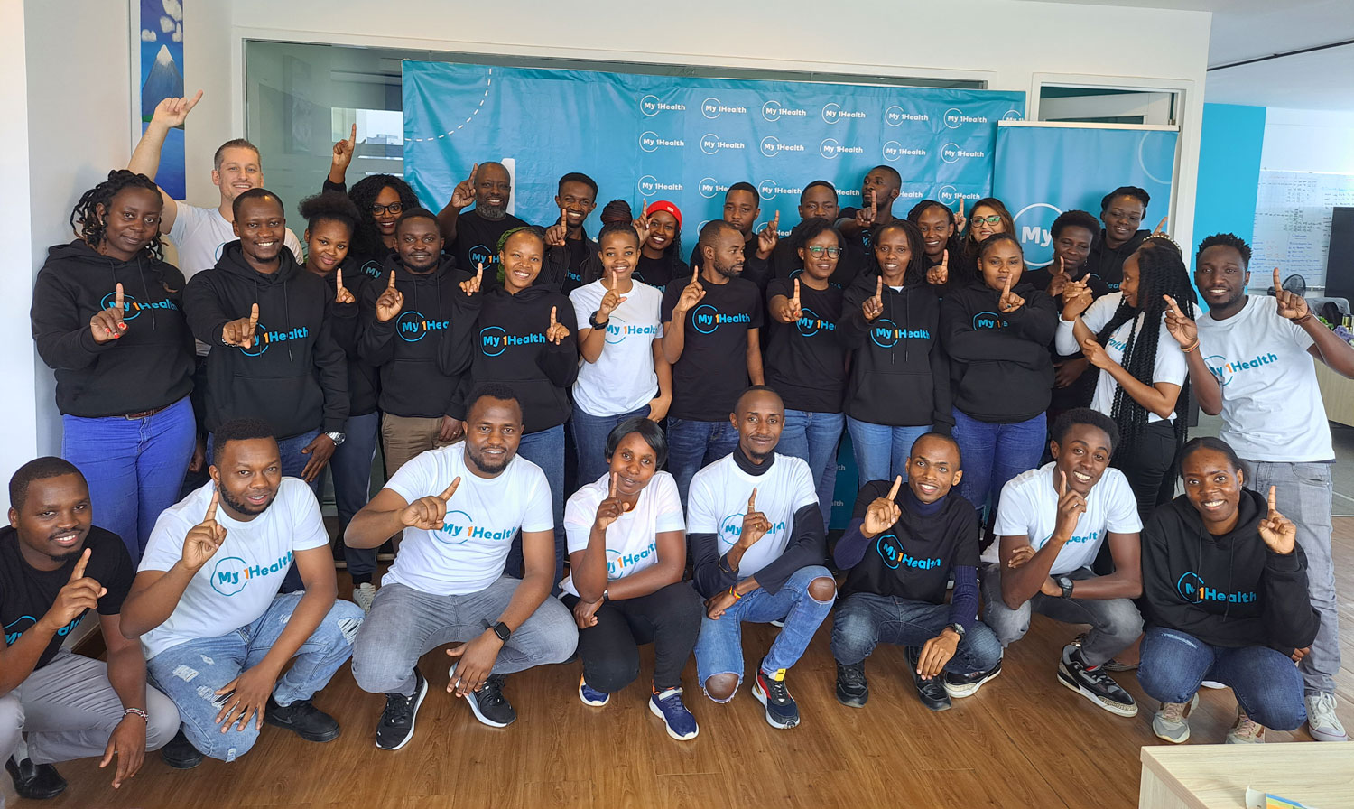 Picture of the My 1Health team when they moved into their new office in Nairobi (2022)